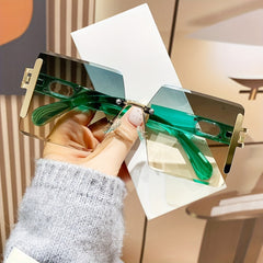 Square Rimless Sunglasses Y2K Summer Glasses