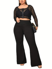  Flared Leg Trousers High Rise Medium Stretch Pants