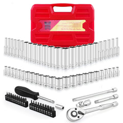 74pcs 1/4 Drive Impact Socket Set Master Socket Wrench Set