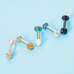8mm Crystal Stud Lip Ring Rhinestones Cartilage Piercing Body Jewelry