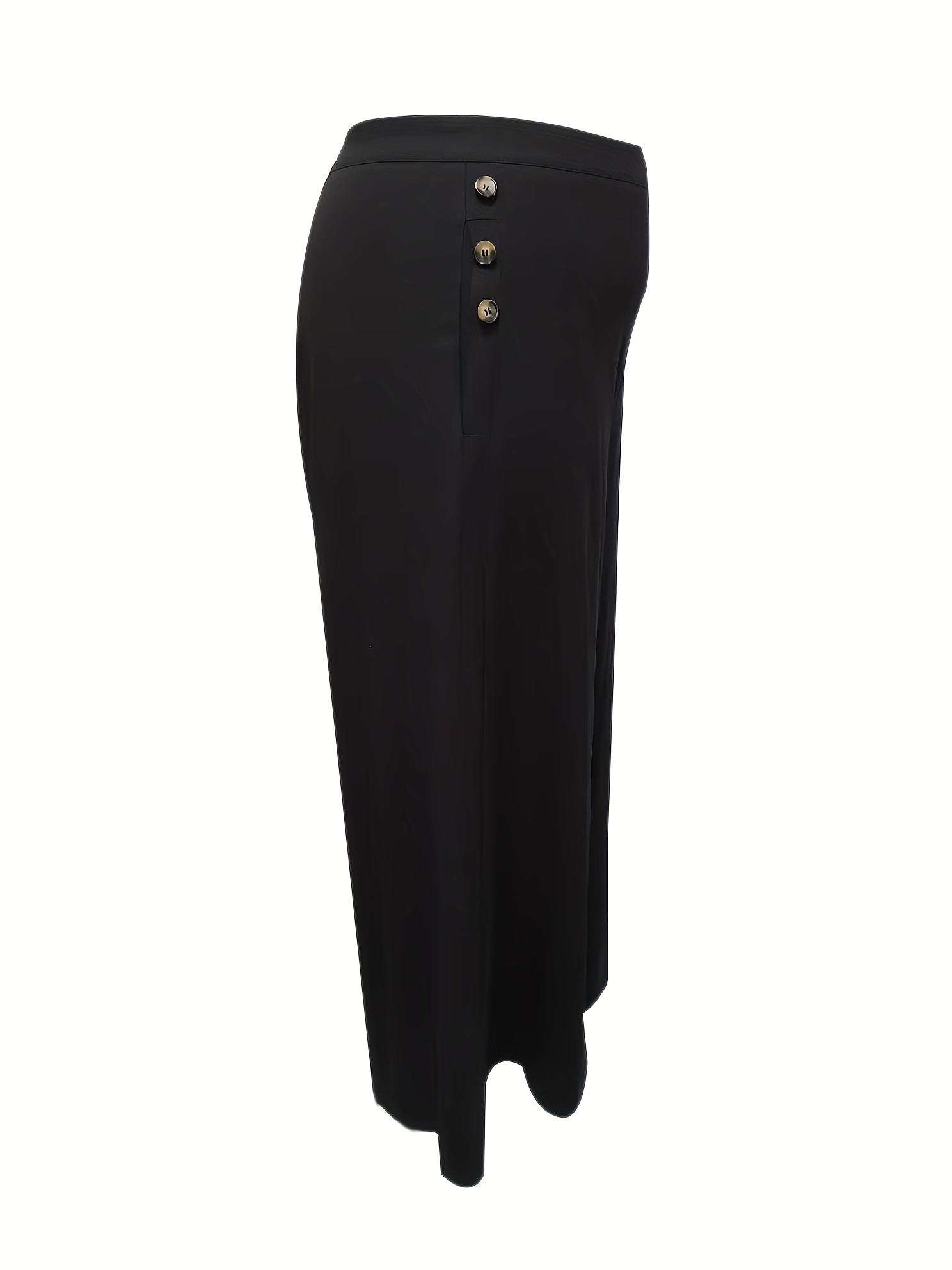  Women's Wide Leg Button Decor Loose Trousers