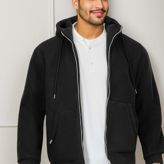 Men's Fleece Zip Up Hooded Jacket for Autumn Winter