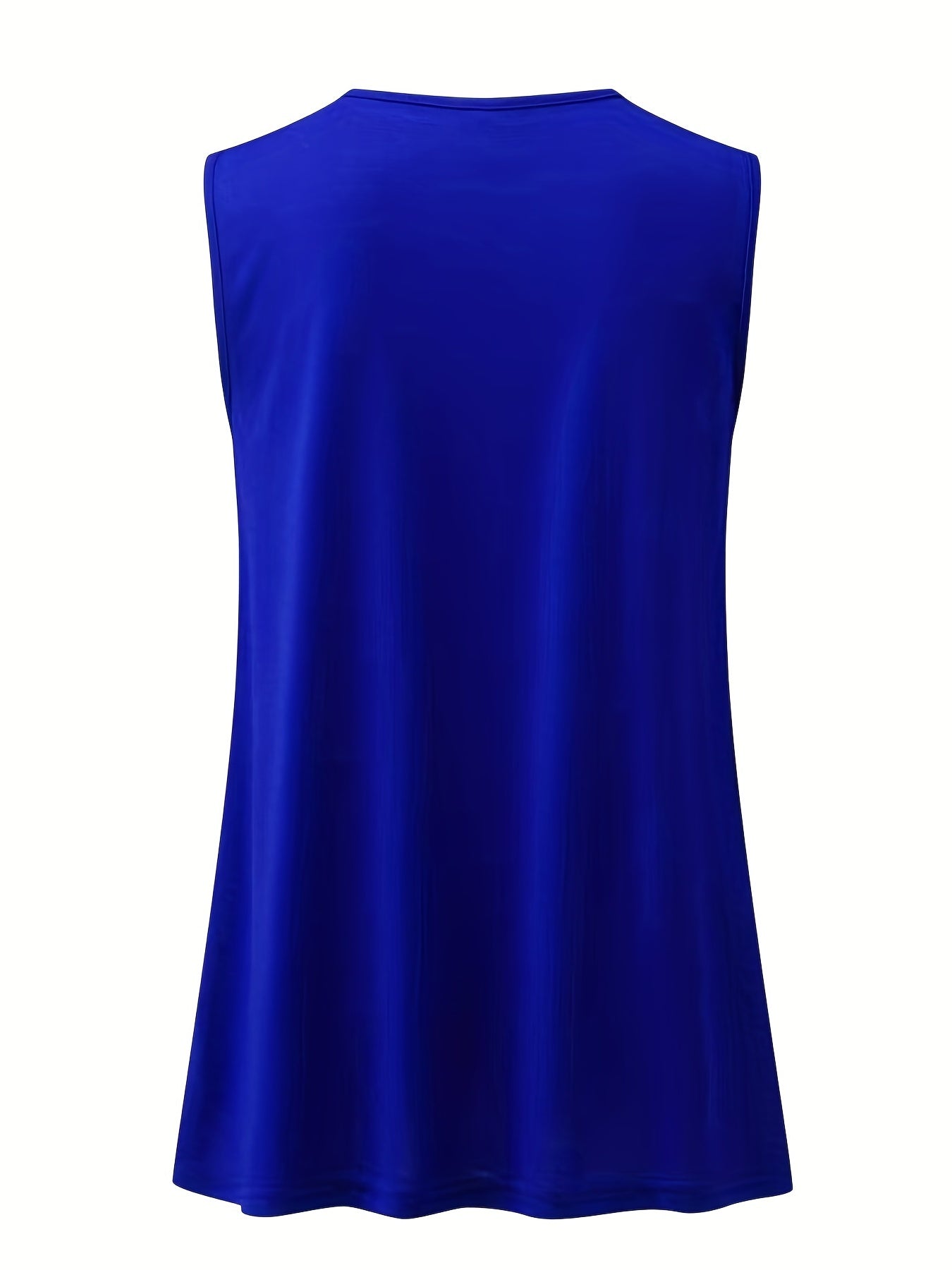  Casual Tank Top Women's Plus Solid Rhinestone Cut Out Round Neck