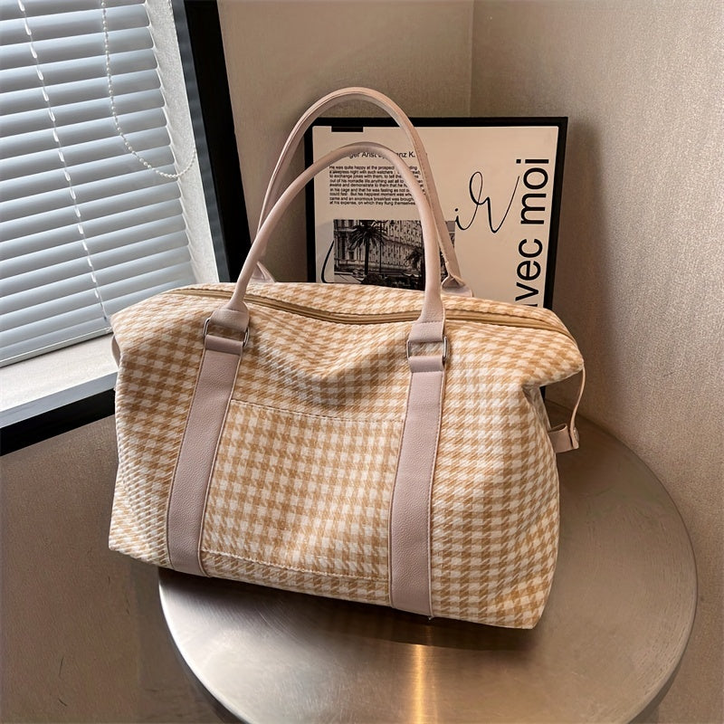Houndstooth Pattern Travel Bag Large Capacity Duffle Bag