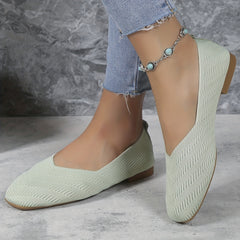 Women's Knitted Ballet Flats Comfy Slip On Shoes