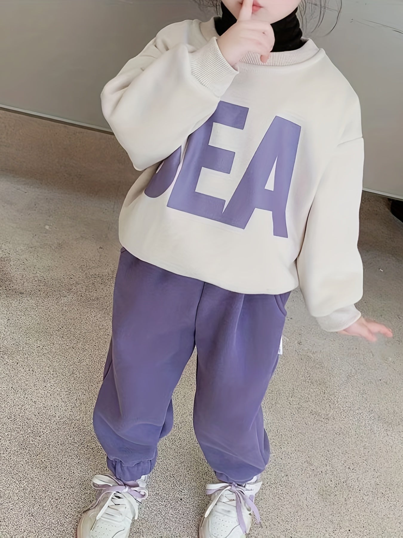 Girl's SEA Print Sweatshirt & Sweatpants Set