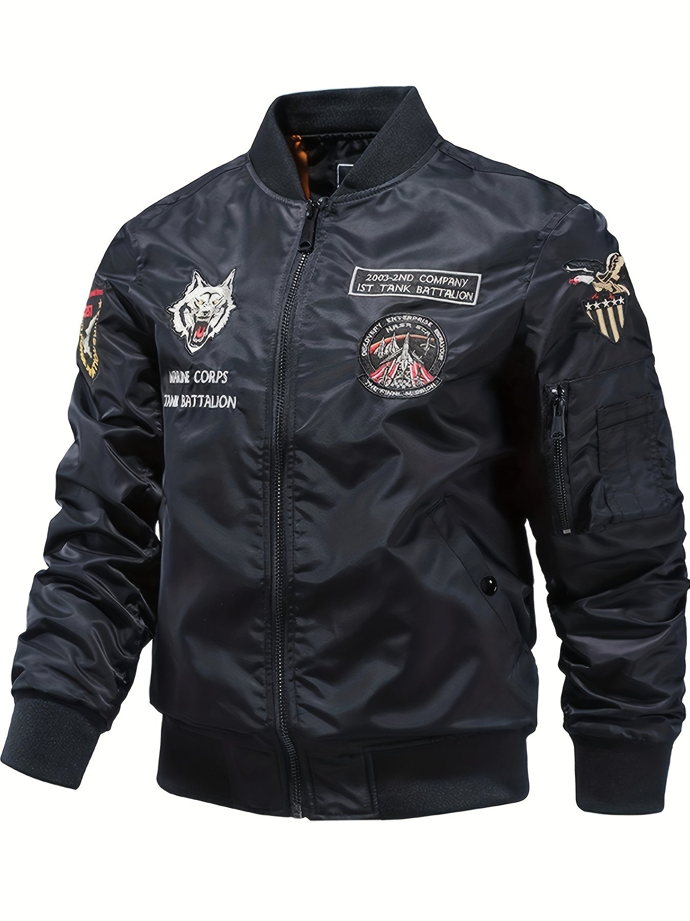 Men's Slim Fit Sports Jacket Embroidered Motorcycle Jacket