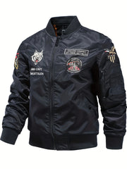 Men's Slim Fit Sports Jacket Embroidered Motorcycle Jacket