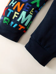 Alphabets Pattern Toddler Boy's 2pcs Hoodie & Sweatpants Set
