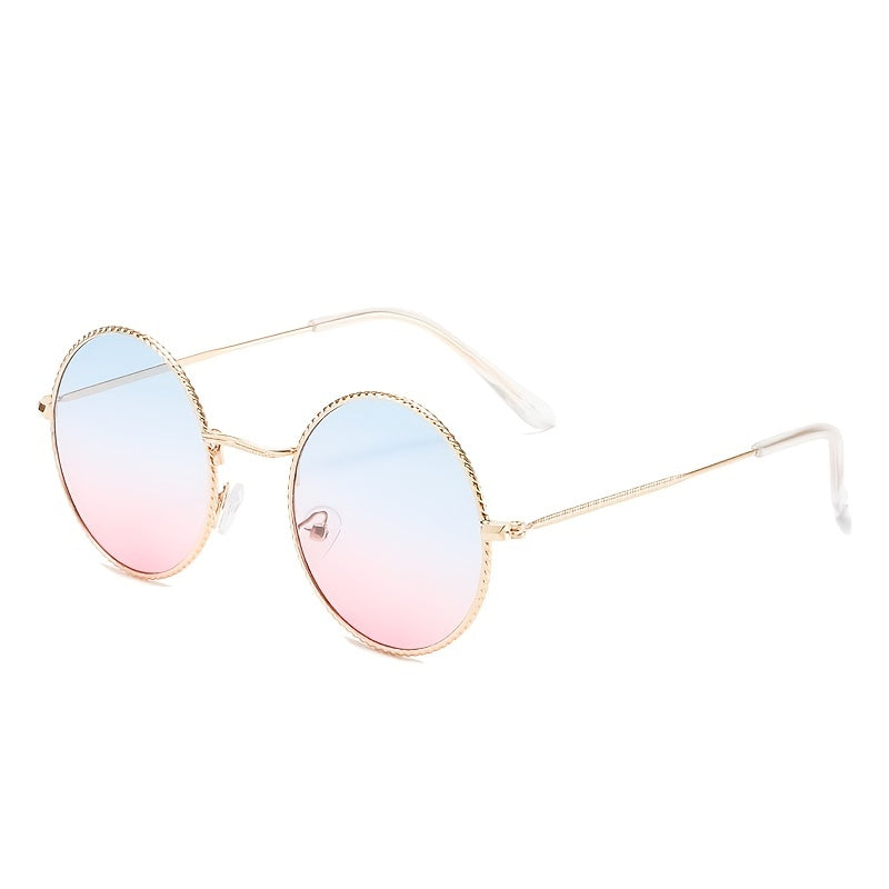 Small Round Polarized Sunglasses Vintage Metal Frame Womens