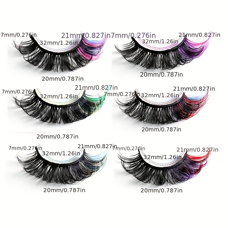 6 Pairs Colored Magnetic False Eyelashes & Eyeliner Kit