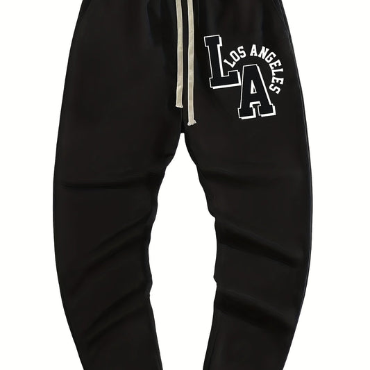 Men's Letter Print Joggers Casual Loose Fit High Stretch Waist Pants