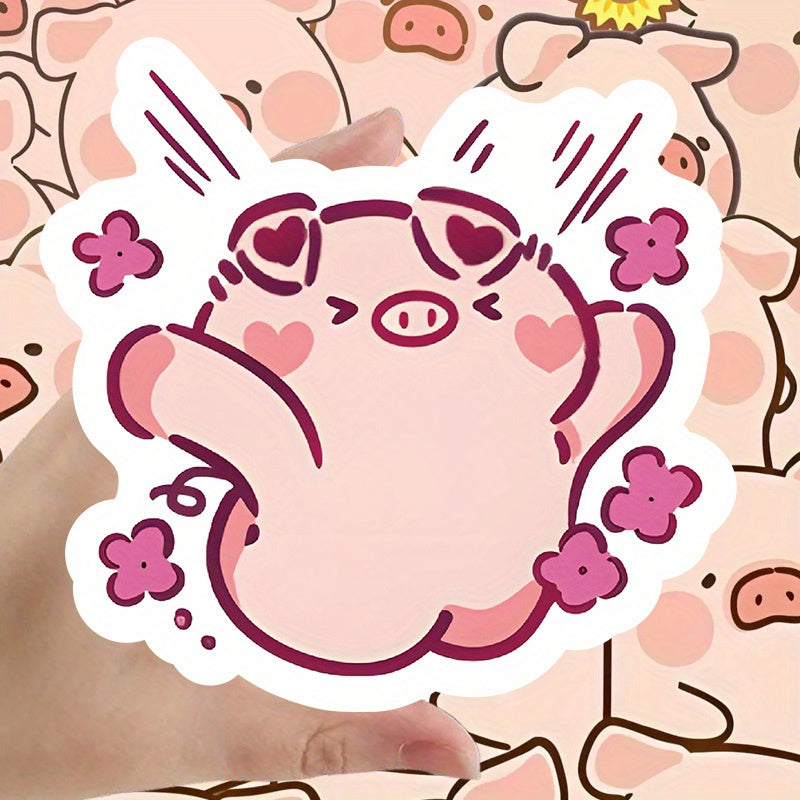 60pcs Q Pig Stickers Envelope Cut Out Thin Stickers Bicycle Helmet Decals