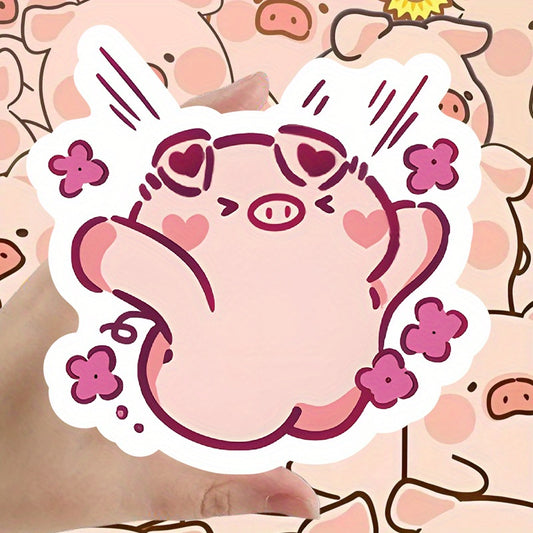 60pcs Q Pig Stickers Envelope Cut Out Thin Stickers Bicycle Helmet Decals