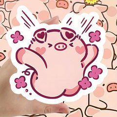 60pcs Q Pig Stickers Envelope Cut Out Thin Stickers Bicycle Helmet Decals