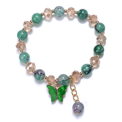 Beaded Butterfly Charm Bracelet Glass Sweet Jewelry Gift Yoga Meditation