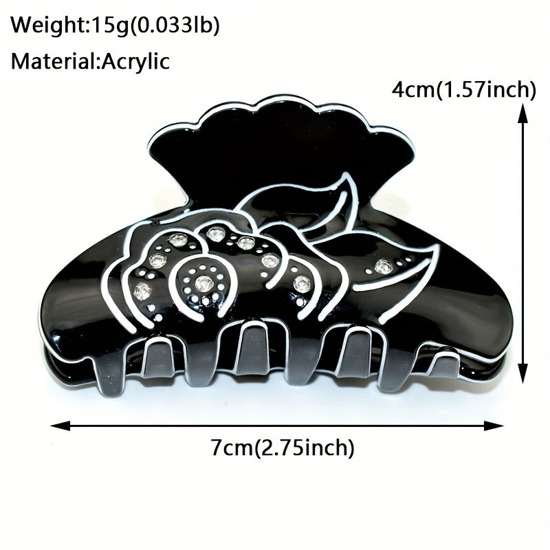 Acrylic Flower Hair Claw Clips Rhinestone Ponytail Holder Women Girls Hair Clip