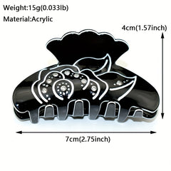 Acrylic Flower Hair Claw Clips Rhinestone Ponytail Holder Women Girls Hair Clip
