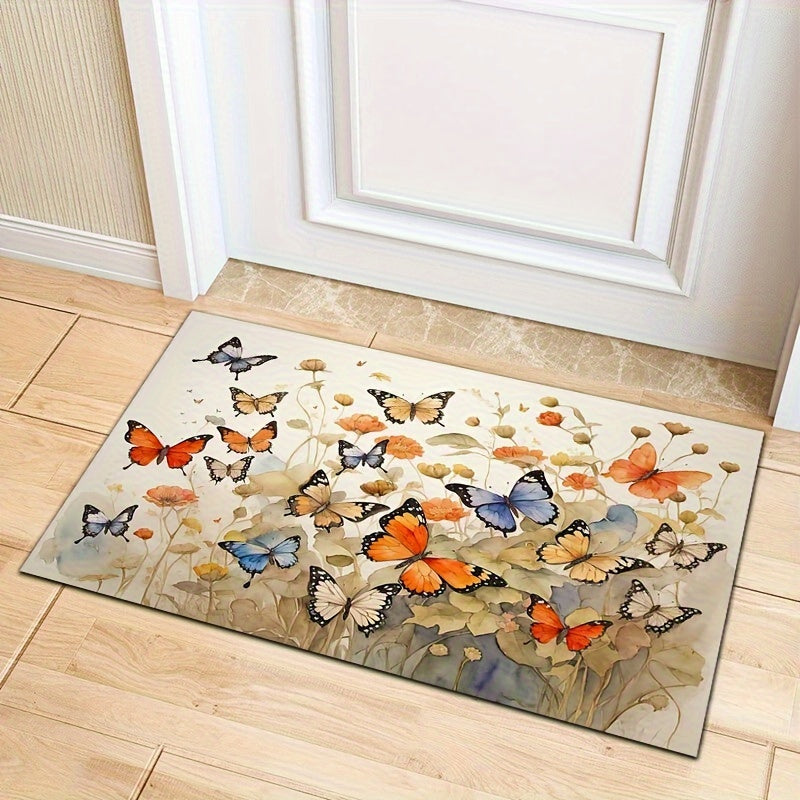 Colorful Butterfly Area Rug Decorative Carpet Polyester Textured Rug