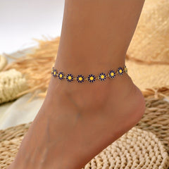 Women's Small Dropping Oil Flower Anklet Beach Jewelry