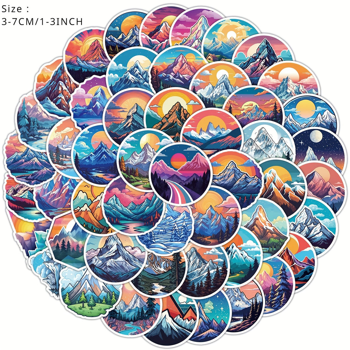 50pcs Dreamy Snow Mountain Vinyl Stickers Waterproof for Laptops Water Bottles