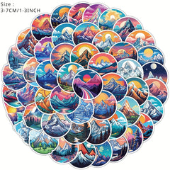 50pcs Dreamy Snow Mountain Vinyl Stickers Waterproof for Laptops Water Bottles