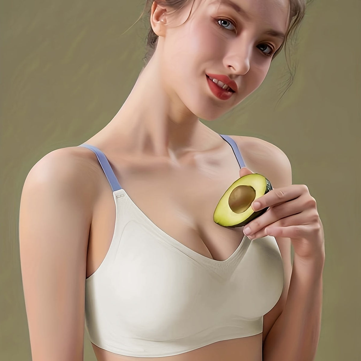 Colorblock Wireless Push Up Bra