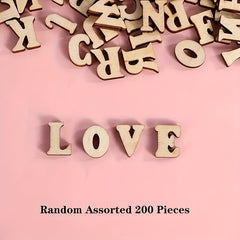 200pcs 15mm Wooden Letter and Number Shapes for DIY Craft Natural Wood Pieces