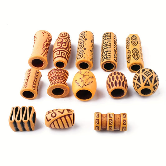 Vintage Big Hole Plastic Beads Set for DIY Braids Spiral Hairpins Dreadlocks