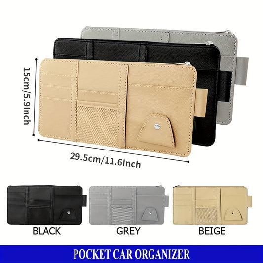 Car Visor Organizer Sun Visor Storage Pouch Sunglasses Holder Ticket Pocket