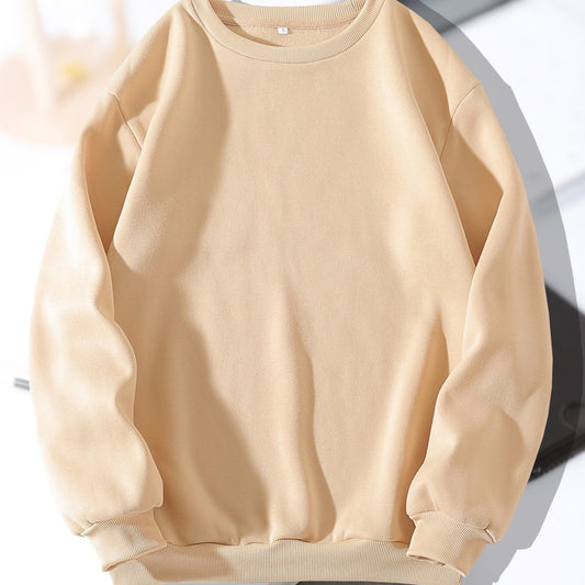 Women's Solid Loose Crew Neck Sweatshirt