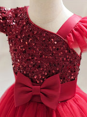 Bowknot Sequin Mesh Gown Dress for Baby Girls - Perfect for Parties