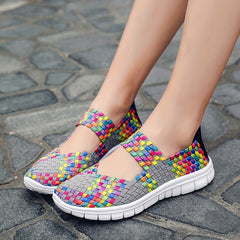 Women's Crochet Casual Flat Shoes Lightweight Breathable Cut Out Round Toe