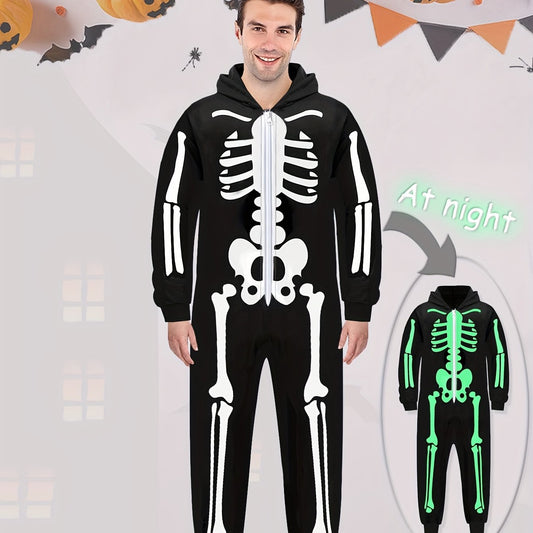 Skeleton Bodysuit Hoodie Bone Skull Jumpsuit Punk Goth Suit