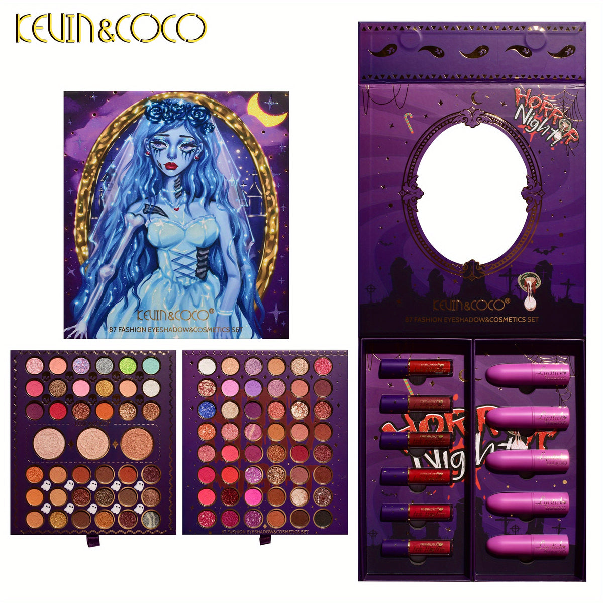 Halloween Eyeshadow & Lipstick Set - Skeleton Moonlight Bride