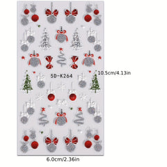5D Embossed Christmas Nail Art Stickers Snowflake Snowman Nail Art Decals