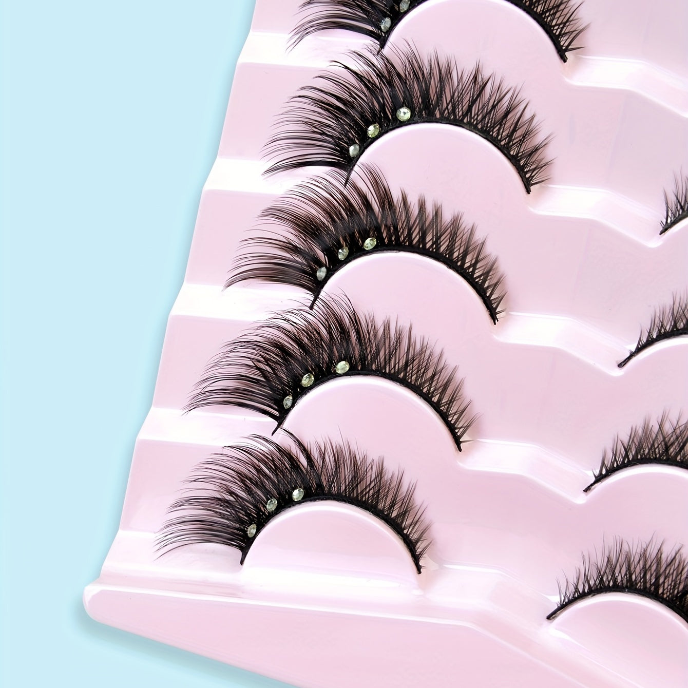 Bejeweled Full Strip False Eyelashes Natural Volume Curly Makeup Lash Extension