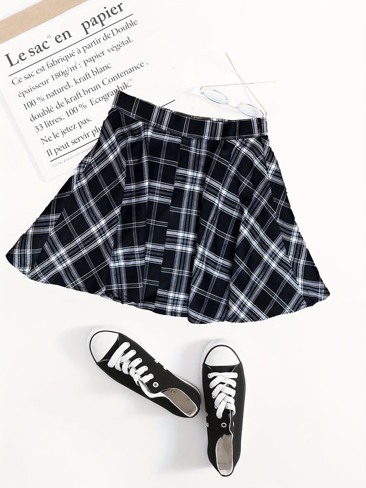 Plaid Print Mini Skirts Casual Ruched Comfy Daily Skirts