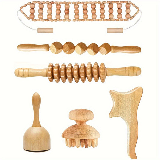 6pcs Wooden Massage Tools Set for Relaxation