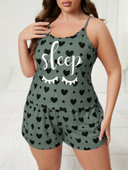  Heart & Polka Dot Cami Top & Shorts Set