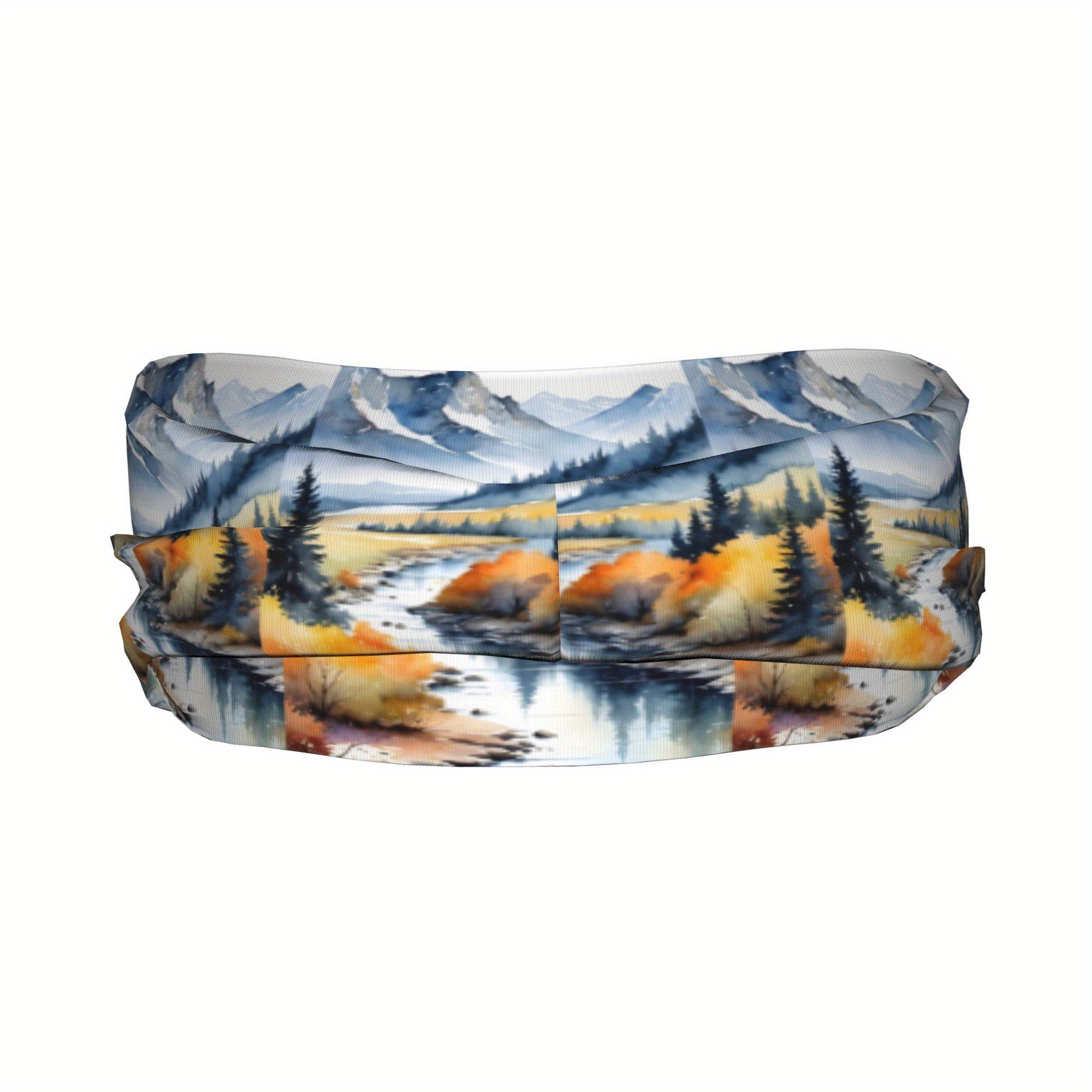 Mist Mountains Headband Autumn Print Sweat Wicking Stretchy Breathable