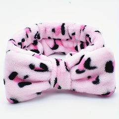 Leopard Patterned Butterfly Knot Hair Band Flannel Tie Hair Band