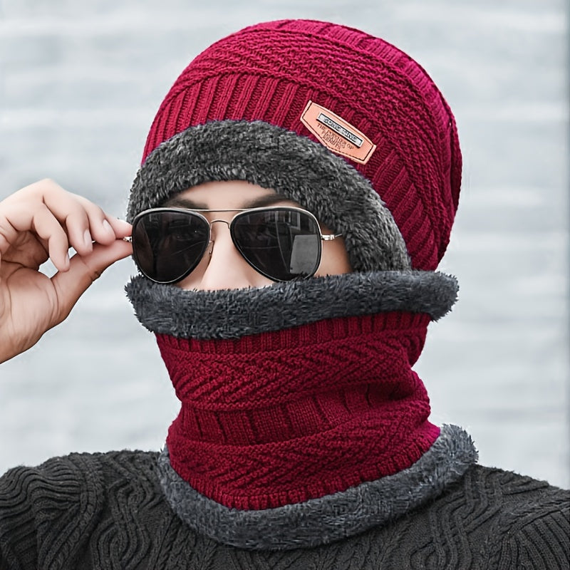 Winter Plus Velvet Thickened Knitted Hat and Scarf Set