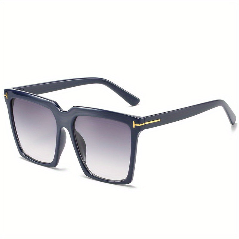 Square Frame Sunglasses Ombre Lens Glasses Rivet Decor Eyewear