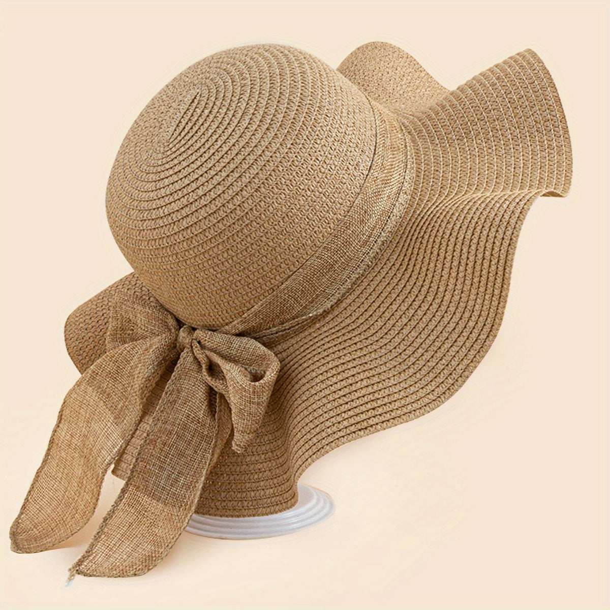 Floppy Ruffles Bowknot Sun Hat Frayed Brim Sun Hat
