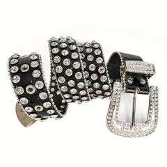 Rhinestone Jeans Belt Casual Decorative For Men
