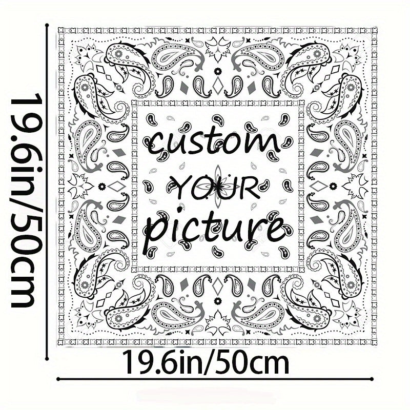 Customizable Men's Square Scarf with Your Photo Logo - Soft Polyester