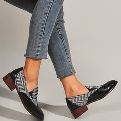 Women's Retro Brogues Low Heels Slip On Shoes