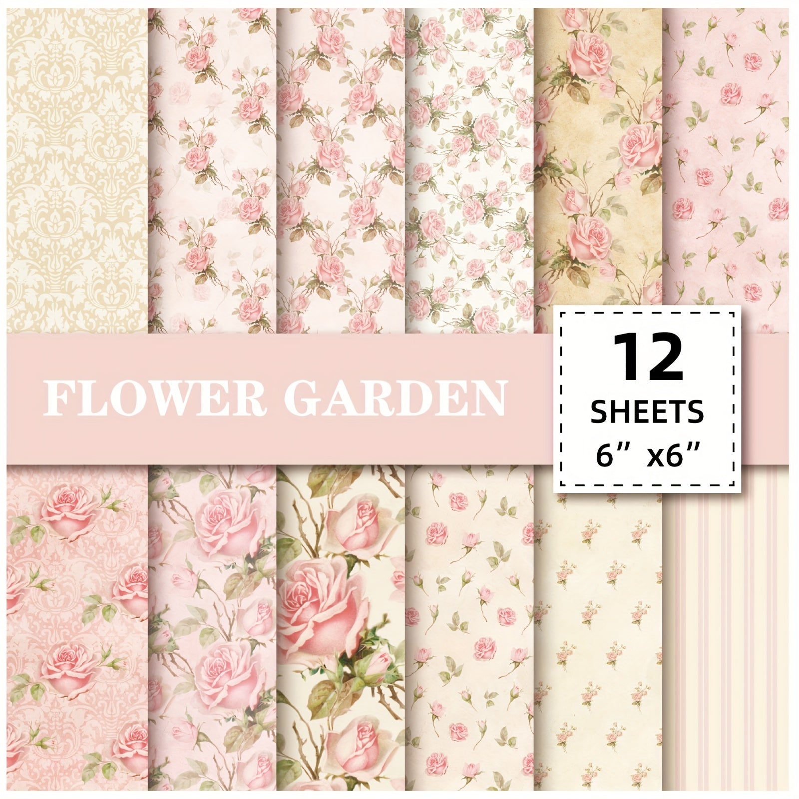 12pcs Flower Series Scrapbook Paper for DIY Photo Album Background