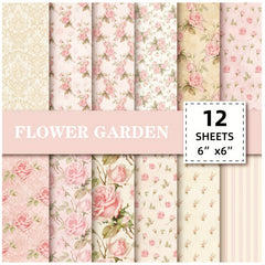 12pcs Flower Series Scrapbook Paper for DIY Photo Album Background